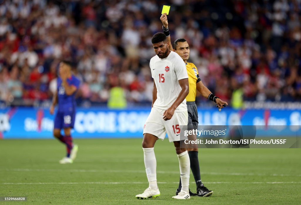 Zac McGraw of Canada receives a yellow card during the second half of...  News Photo - Getty Images